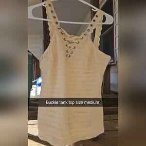 Women's Cream Lace-Up Tank Top